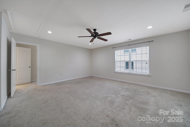 10328 Ebbets Rd, Charlotte, NC 28273 - spare room with light colored carpet, ceiling fan, and recessed lighting
