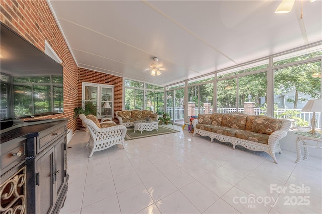 3100 Shady Grove Ln, Matthews, NC 28104 - sunroom featuring ceiling fan and an outdoor living space