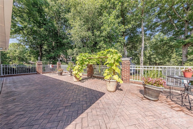 3100 Shady Grove Ln, Matthews, NC 28104 - view of patio / terrace with view of wooded area