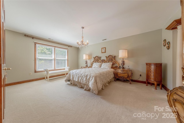 3100 Shady Grove Ln, Matthews, NC 28104 - bedroom featuring carpet flooring and a chandelier