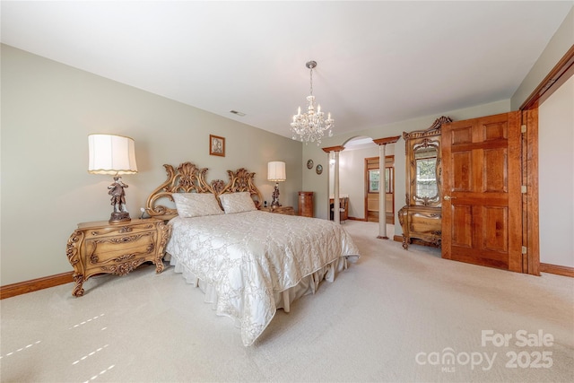 3100 Shady Grove Ln, Matthews, NC 28104 - bedroom with a chandelier and carpet