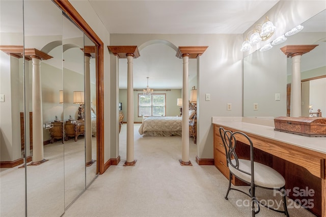 3100 Shady Grove Ln, Matthews, NC 28104 - ensuite bathroom featuring decorative columns and vanity