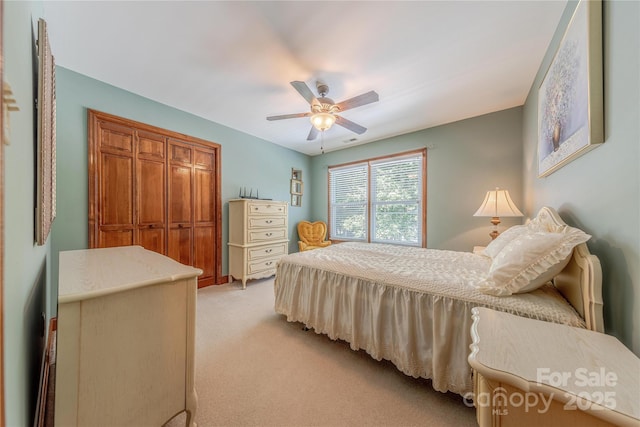 3100 Shady Grove Ln, Matthews, NC 28104 - bedroom with light colored carpet and a ceiling fan