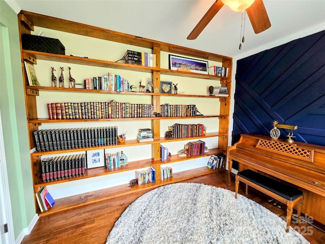 10302 Newbridge Rd, Charlotte, NC 28278 - sitting room featuring ceiling fan and wood finished floors