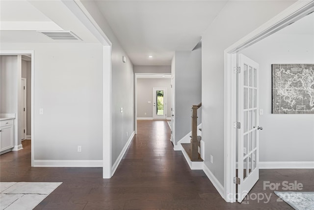 2225 Masons Bend Dr, Fort Mill, SC 29708 - hall with dark wood-type flooring and recessed lighting
