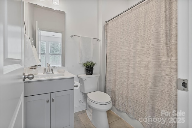 2225 Masons Bend Dr, Fort Mill, SC 29708 - full bathroom with vanity, tile patterned floors, and a shower with shower curtain