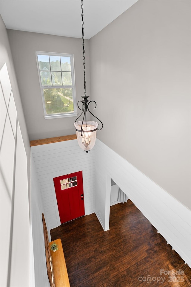 305 Redberry Ct, York, SC 29745 - entryway with wood finished floors and a chandelier