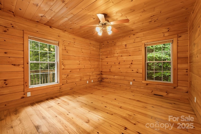 41 Waya Way, Whittier, NC 28789 - empty room featuring healthy amount of natural light, wood walls, ceiling fan, a sauna, and wood ceiling