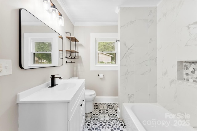410 Gann St, Lowell, NC 28098 - full bath with vanity and ornamental molding