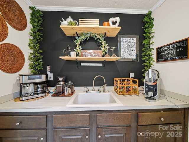 601 Lhasa Apso Ln, Iron Station, NC 28080 - bar with a sink and ornamental molding