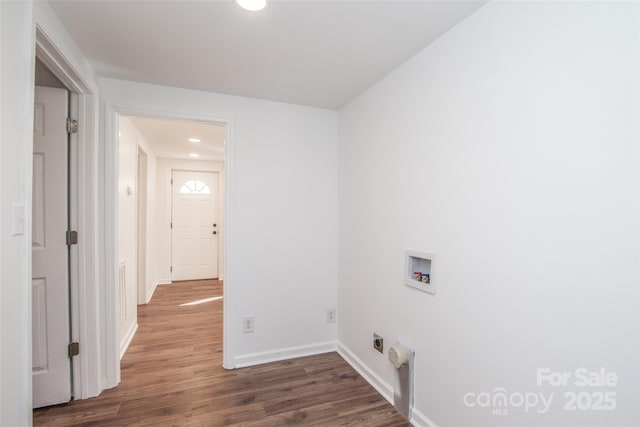 678 Wagner St, Troutman, NC 28166 - laundry area featuring washer hookup, wood finished floors, and recessed lighting