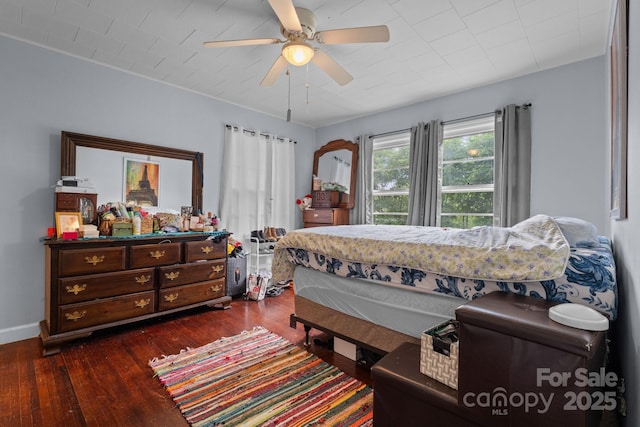 306 Forest Ave, Franklin, NC 28734 - bedroom featuring dark wood-style flooring and ceiling fan