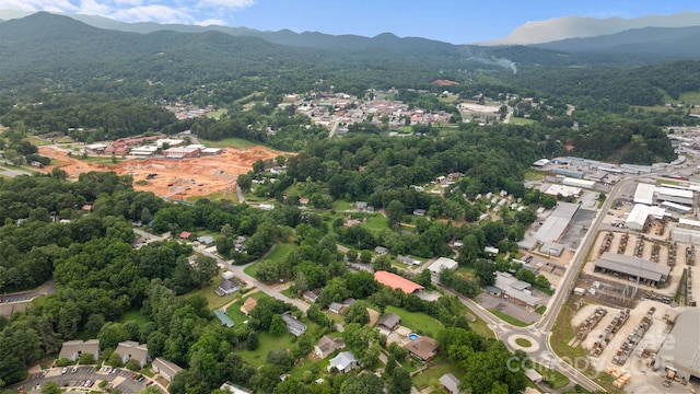 306 Forest Ave, Franklin, NC 28734 - aerial view of property and surrounding area with a mountain backdrop