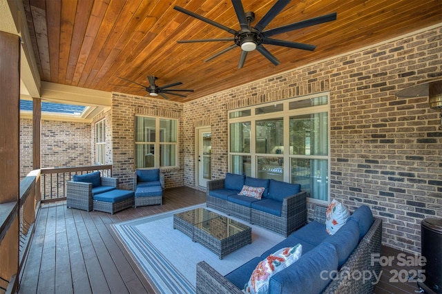 2545 10th Street Ct NE, Hickory, NC 28601 - deck with an outdoor hangout area and a ceiling fan