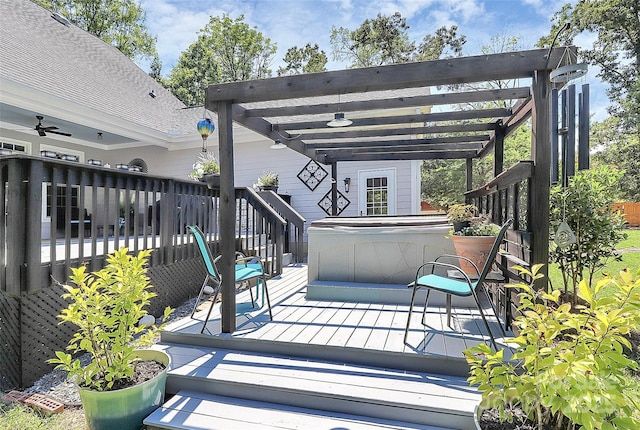 514 Bethel School Rd, Clover, SC 29710 - view of patio / terrace with a hot tub, a wooden deck, and a pergola