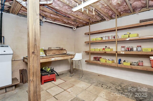 514 Bethel School Rd, Clover, SC 29710 - unfinished below grade area with concrete block wall and a water softener