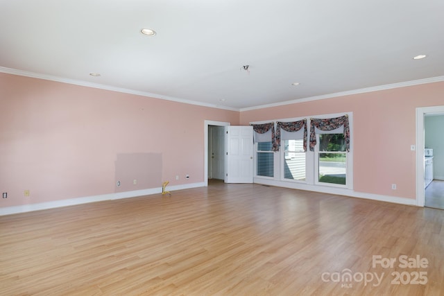 221 Kings Mountain St, Clover, SC 29710 - empty room with ornamental molding, light wood-style flooring, and recessed lighting