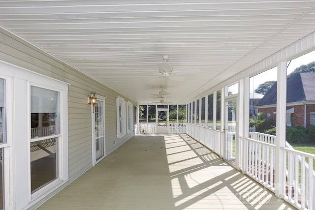 221 Kings Mountain St, Clover, SC 29710 - unfurnished sunroom with a ceiling fan and healthy amount of natural light