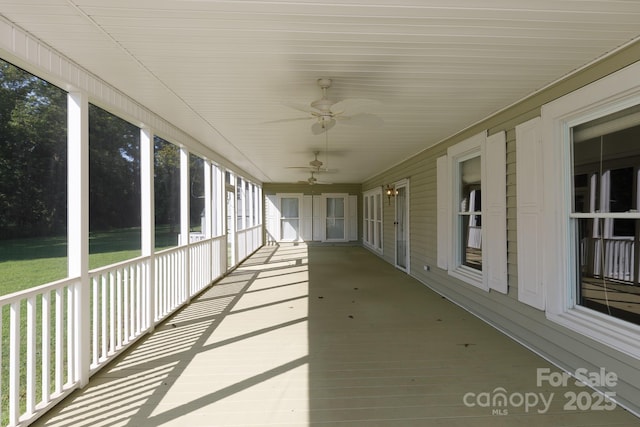 221 Kings Mountain St, Clover, SC 29710 - unfurnished sunroom with a ceiling fan