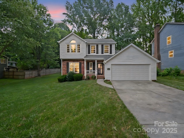 2808 Williams Station Rd, Matthews, NC 28105 - traditional-style home with covered porch and brick siding