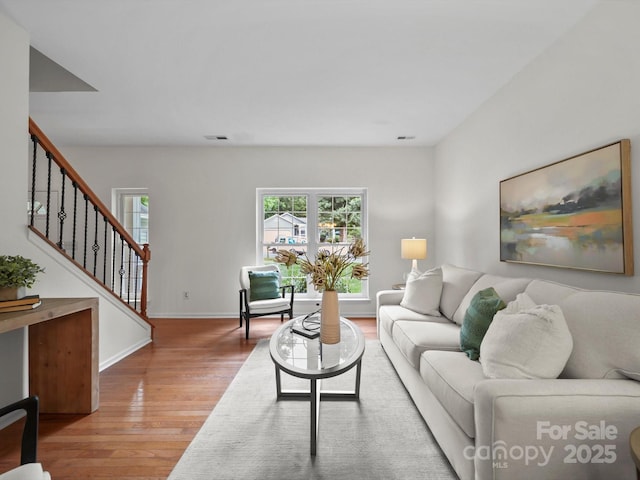 2808 Williams Station Rd, Matthews, NC 28105 - living area with wood finished floors and stairs