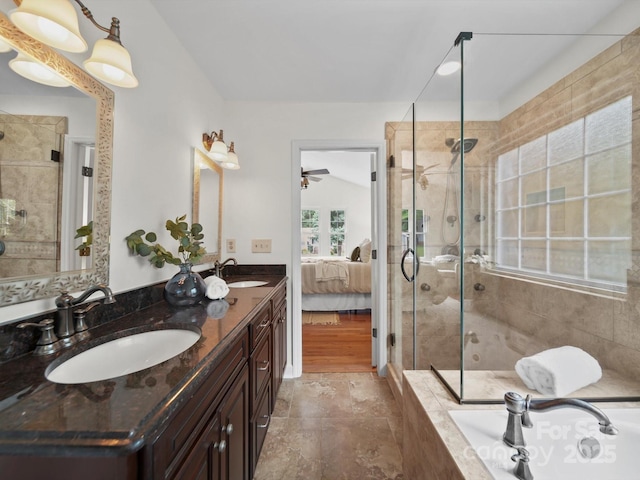 2808 Williams Station Rd, Matthews, NC 28105 - ensuite bathroom with a shower stall, double vanity, and a garden tub