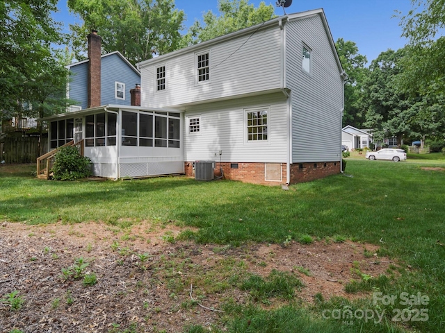 2808 Williams Station Rd, Matthews, NC 28105 - back of house featuring a sunroom, crawl space, and a yard