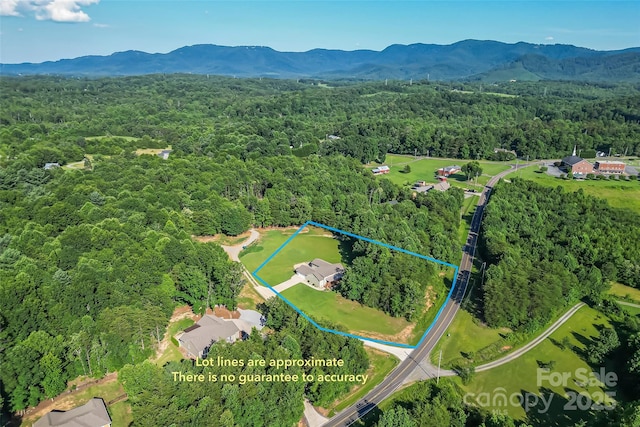 5283 Mount Olive Church Rd, Morganton, NC 28655 - aerial overview of property's location with property parcel outlined and a mountainous background
