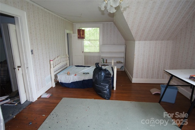 1400 Central Dr, Kannapolis, NC 28083 - bedroom with wood finished floors and wallpapered walls