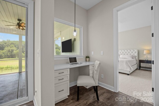 1140 Shinnville Rd, Cleveland, NC 27013 - office area with built in study area and dark wood-type flooring