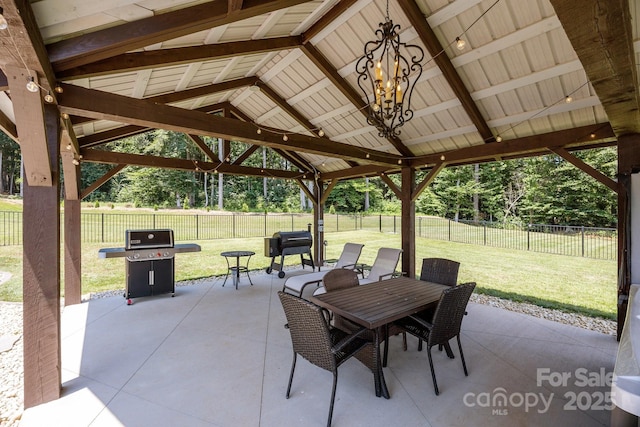 1140 Shinnville Rd, Cleveland, NC 27013 - fenced backyard with grilling area, a patio, and a gazebo