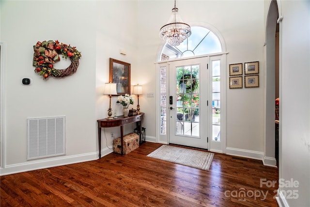2218 Wednesbury Ct, Kannapolis, NC 28083 - entryway with wood finished floors and a chandelier