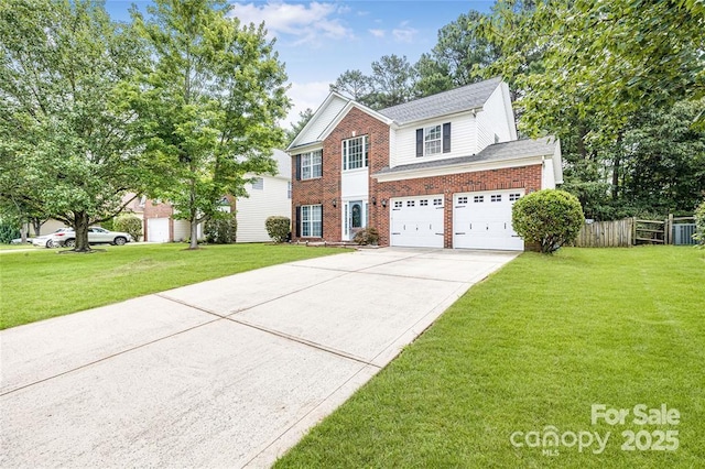 9910 Sandman Ln, Charlotte, NC 28216 - traditional-style house featuring brick siding, driveway, an attached garage, and a shingled roof