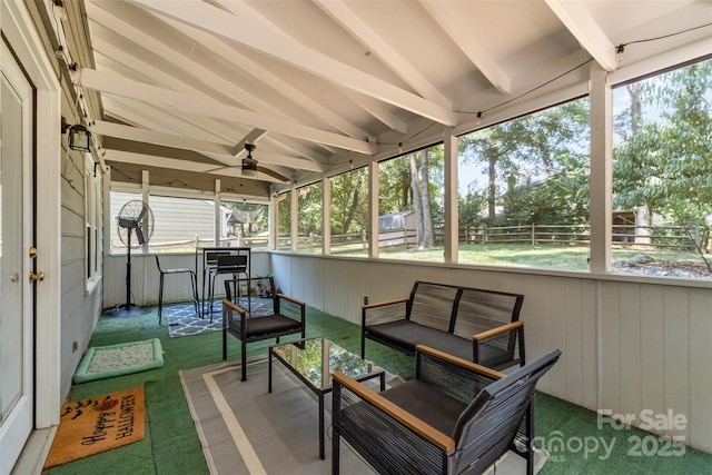 3106 Windstream Ct, Charlotte, NC 28210 - sunroom featuring a ceiling fan and outdoor lounge area