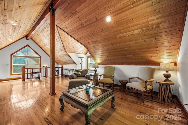 266 Lost Mine Trl Unit 602, Brevard, NC 28712 - sitting room with wood-type flooring, an upstairs landing, and wooden ceiling