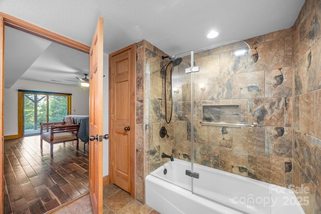 266 Lost Mine Trl Unit 602, Brevard, NC 28712 - bathroom featuring shower / bath combination with glass door, recessed lighting, and ceiling fan