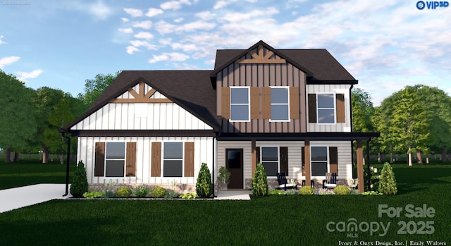 4641 Yellow Poplar Ln, Concord, NC 28025 - view of front of property featuring board and batten siding, a front lawn, and a shingled roof