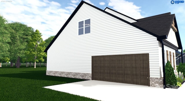 4641 Yellow Poplar Ln, Concord, NC 28025 - view of side of home featuring roof with shingles and a lawn