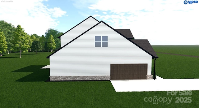 4641 Yellow Poplar Ln, Concord, NC 28025 - view of home's exterior featuring a lawn, a garage, and roof with shingles