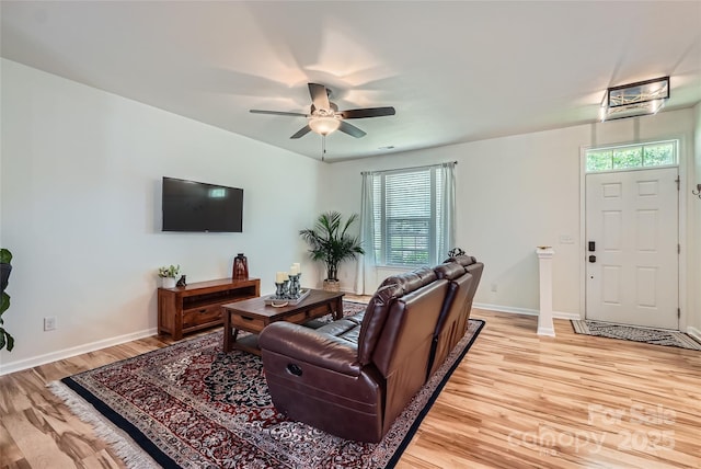 1727 Evergreen Dr, Charlotte, NC 28208 - living room featuring light wood-style floors and ceiling fan