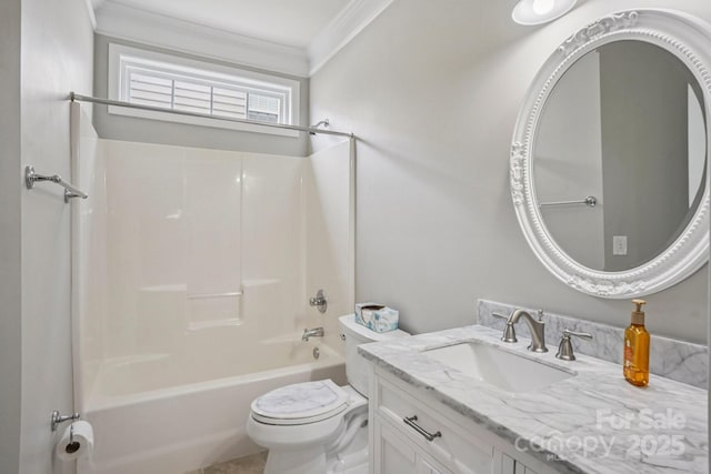 2607 Old Ashworth Ln NW, Concord, NC 28027 - full bathroom with ornamental molding, vanity, and shower / bath combination