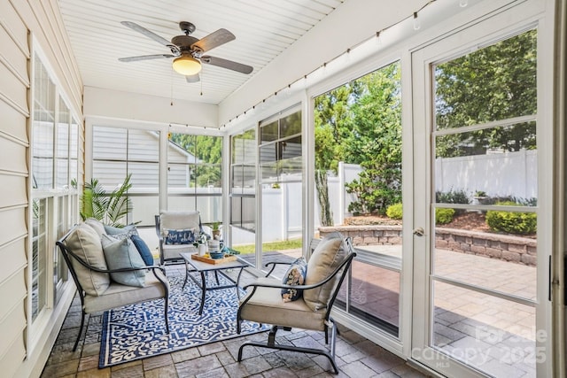 2607 Old Ashworth Ln NW, Concord, NC 28027 - sunroom with ceiling fan, outdoor lounge area, and healthy amount of natural light