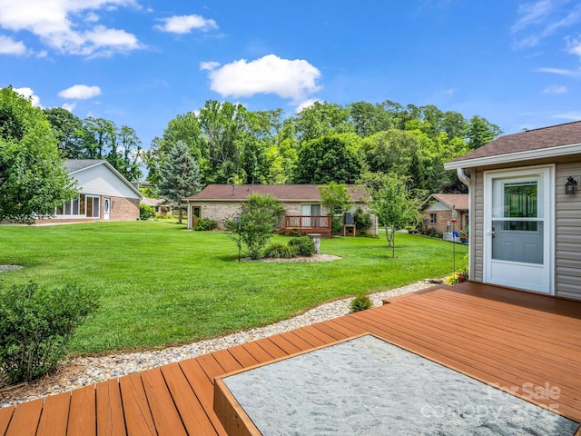 313 Resada Dr, Brevard, NC 28712 - wooden deck featuring a yard
