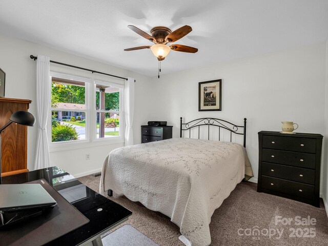 313 Resada Dr, Brevard, NC 28712 - carpeted bedroom with a desk and a ceiling fan
