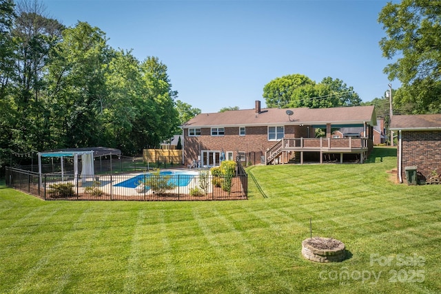 207 Valdese Dr, Morganton, NC 28655 - rear view of property with stairs, a wooden deck, a patio, and brick siding