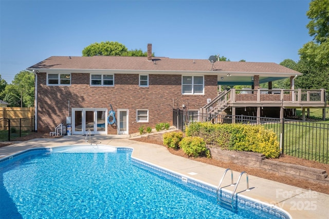 207 Valdese Dr, Morganton, NC 28655 - view of pool with stairs, french doors, a patio area, and a deck