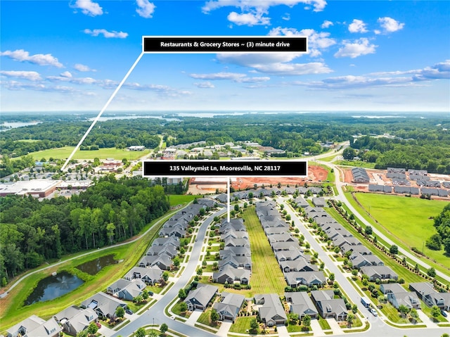 135 Valleymist Ln, Mooresville, NC 28117 - aerial perspective of suburban area featuring a large body of water