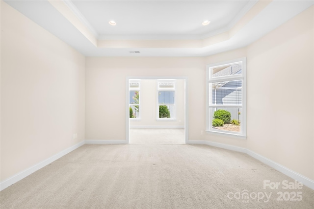 135 Valleymist Ln, Mooresville, NC 28117 - carpeted empty room with a tray ceiling, crown molding, and recessed lighting