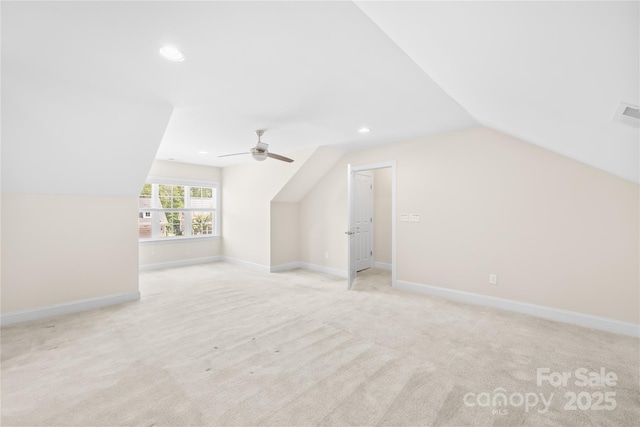 135 Valleymist Ln, Mooresville, NC 28117 - bonus room featuring lofted ceiling, a ceiling fan, light carpet, and recessed lighting