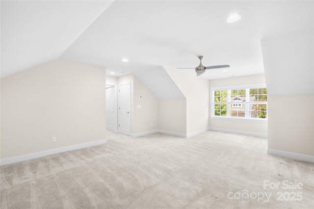 135 Valleymist Ln, Mooresville, NC 28117 - bonus room featuring vaulted ceiling, carpet, ceiling fan, and recessed lighting